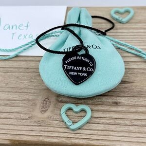 Tiffany & Co Black Ceramic Heart Rope Necklace, 18 inch